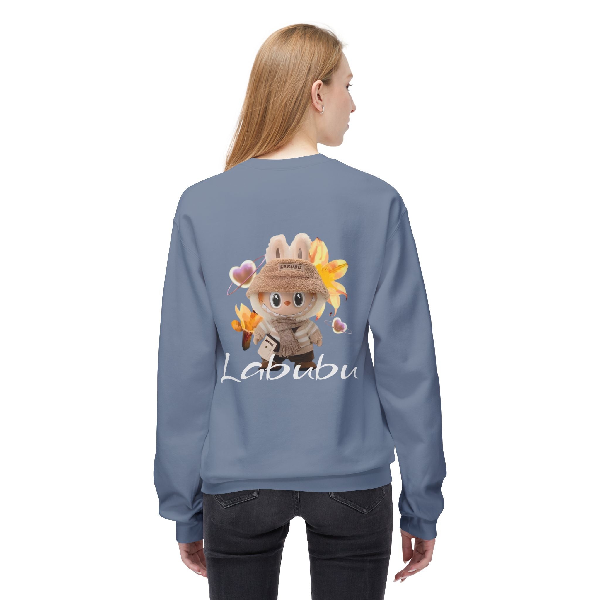 Cute Character Fleece Crewneck Sweatshirt, Spring Sweatshirt, Cute Animal Apparel, Bunny Gift, Cozy Unisex Sweatshirt